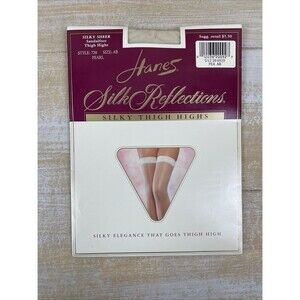 Vintage Hanes Silk Reflections Thigh Highs Silky Sheer Sz AB Pearl NOS